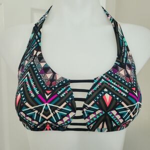 PINK Victoria's Secret Halter Bikini Top M EUC Vintage Neon